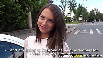 European Teen Gets Her Tight Ass Pounded In The Backseat