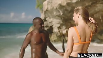 Interracial Babe Gives Blowjob And Gets Facial On Vacation