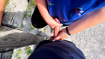 German Teen Gives Pov Handjob In Outdoor Setting With Cumshot