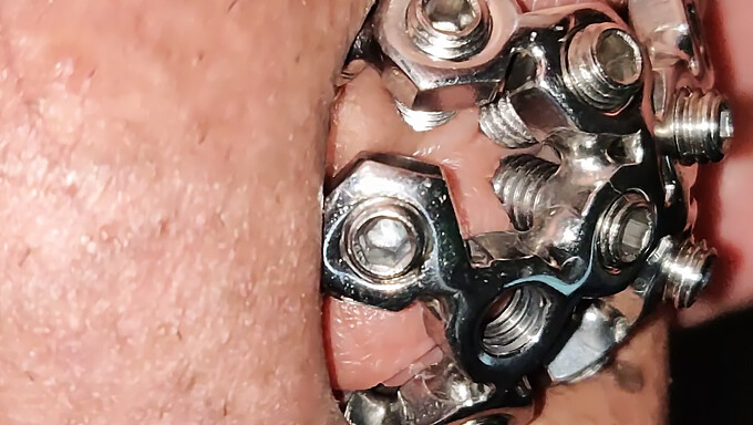 American Bbw In Chastity Cage Teases With Set Screw